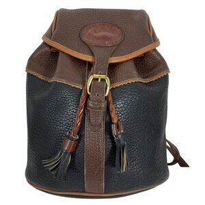 VTG 90s Dooney Bourke All-Weather Leather Teton Tassel Mini Backpack USA + Charm